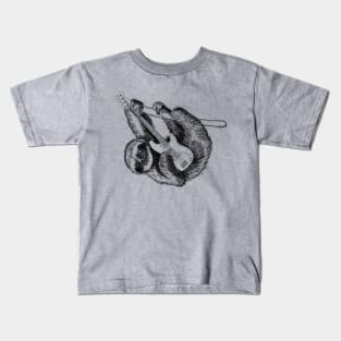 Sloth on Bass Rock and Roll Electric Guitar Kids T-Shirt